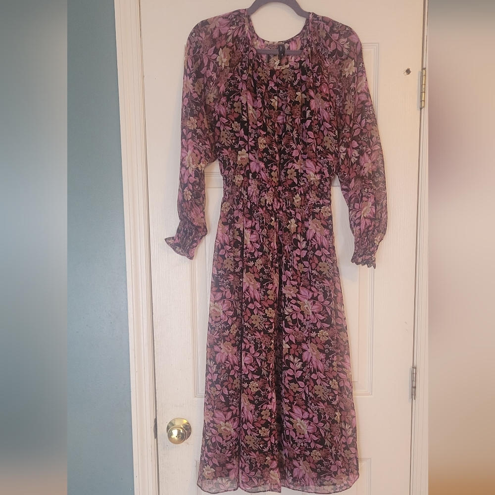 MNG Floral Long Sleeve Modi Dress Size Medium/6 NWT